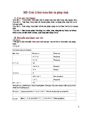 Hướng dẫn Giải 14 bài toán thứ tự phép tính